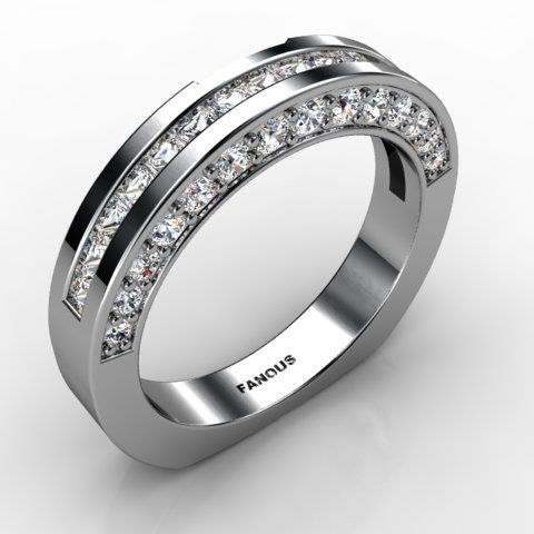 18k White Gold Wedding Band 0.881ct - 0300745-18kw