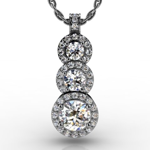 18k White Gold Pendant 1.095ct - 2300659-18kw